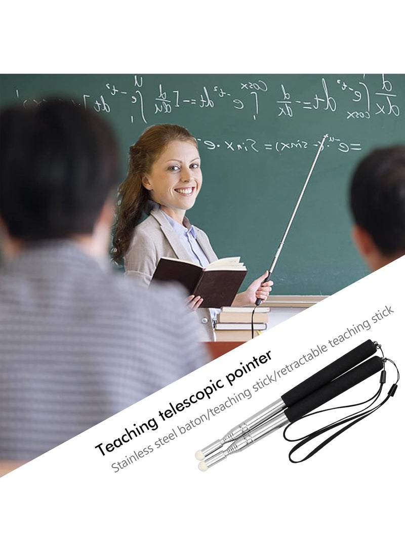 مؤشر العصا، القابلة للتوسع مؤشر العصا للمعلمين، 2 قطعة 1m مؤشر التلسكوب القابلة للسحب مع الحبال للمدرب الفصل الدراسي لوحة أبيضة بعد مؤشر - أسود - Image 4